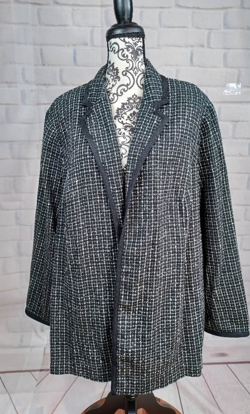 Maggie Barnes womens open front long sleeve size 24 jacket pockets textured b10